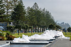 Napier's Fountain Foamer Strikes Again. Hawke's Bay, New Zealand - SCP Stock