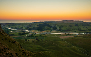 The view from Te Mata Peak towards Craggy Range and the Pacific Ocean at sunrise&hellip;