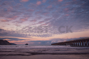 Tolaga Bay (Uawa) Wharf at sunset, Tolaga Bay, Eastland, Gisborne, New Zealand - SCP Stock