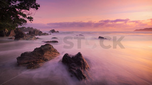 Summer sunrise, Mount Maunganui, Bay of Plenty, New Zealand - SCP Stock