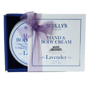Products: Lavender Hand & Body Cream Boxed – 150gm – Scullys Home & Beauty