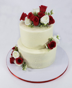 Products: Textured Red & White Rose SD Cakes
