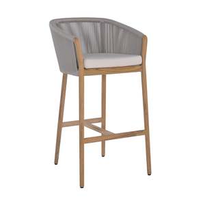 Miami Outdoor Teak and Rope Bar Chair
