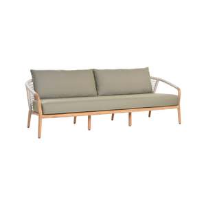 Catalina Outdoor Teak and Rope 3-Seater Sofa