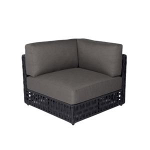 Logan Outdoor Wicker Sectional Corner (Black)