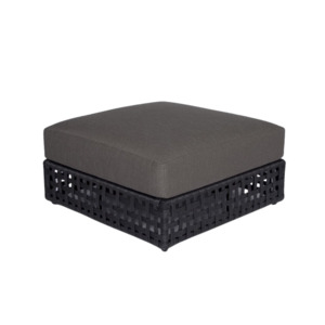 Outdoor Ottomans: Logan Outdoor Wicker Ottoman (Black)