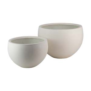 Outdoor Planters Pots: Paros Round Concrete Planter (White)
