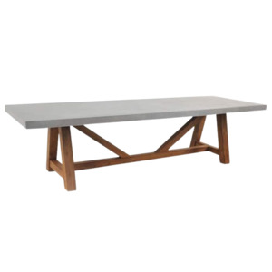 Concrete Dining Tables: Raw Concrete Trestle Dining Table