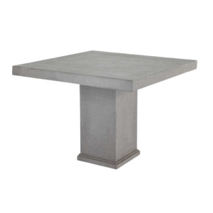 Outdoor Dining Tables: Raw Concrete Square Pedestal Dining Table