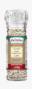 Spices: MeCeylon White Pepper Whole Glass Grinder Bottle 50g