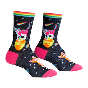 Sock It To Me Medium Crew Socks Space Cats