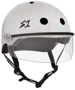 Protective Gear: S- One Helmet Lifer with Visor White Gloss Glitter