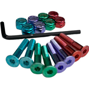 Skateboard Hardware: Trinity Bolts 1" Multi-Coloured Annodized