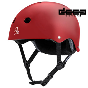 Protective Gear: Triple 8 Deep Cover Helmet Red Glossy