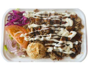 Meat On Chips Rice Salad Menu: Lamb