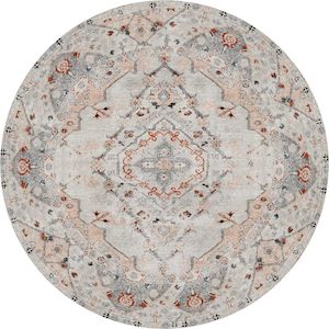 Round: Te Anau Sauville Multi Distressed Vintage Round Washable Rug