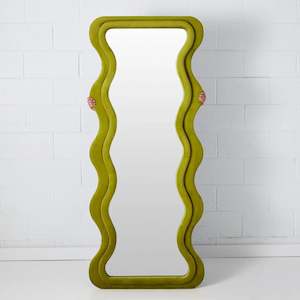 Mirrors: Rippled Velvet Full Length Floor Mirror Green