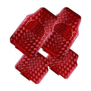 Carmat: Venom 4-Piece Red Rubber/Aluminium Look Car Mat