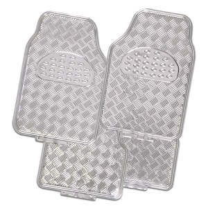 Carmat: Venom 4-Piece Silver Rubber/Aluminium Look Car Mat