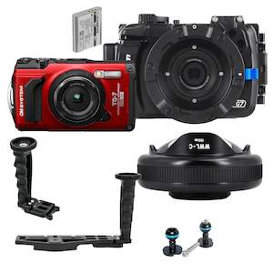Housings For Olympus: OM System Tough TG-7, Nauticam NA-TG7 Housing & WWL-C Wide Angle Flexitray Bundle