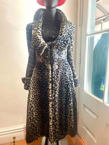 World Silver Leopard Faux Fur Coat