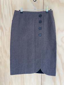 Summer Collection 1: WORLD - Tan & Black Small Check Knee Length Skirt - Size XS