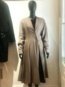 Trelise Cooper: Trelise Cooper - Taupe Full Length Wool/Linen Coat - Size 14