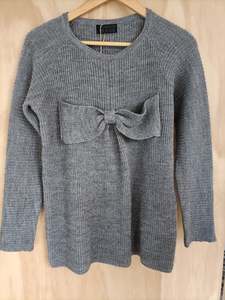 Standard Issue: Standard Issue - Grey Alpaca Mix Bow Front Jumper- Size M