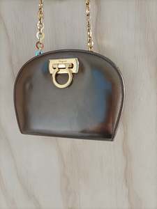 Bags Accessories: Salvatore Ferragamo - Bronze Evening Bag with Gold Chain Strap