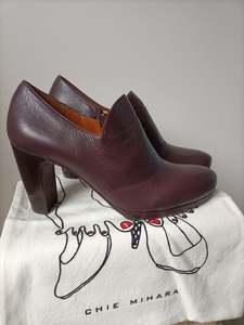 Shoes: Chie Mihara - Aubergine Leather Bootie - Size 40