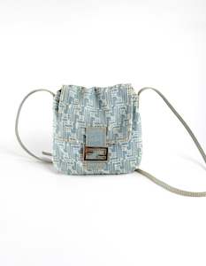 Fendi: Denim Zucca Mama Crossbody Bag
