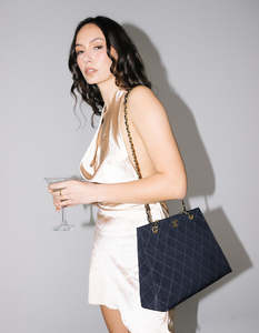 Chanel Black Quilted Canvas Chain Tote