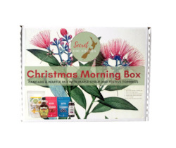 Gift Hampers Bundles: Christmas Morning Box: Pancake & Waffle Mix With Maple Syrup And Festive Toppings