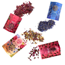 Edible Flowers: Dried Edible Flower Pouch Bundle- Set of 4! NEW Packaging with 25% more flowers!