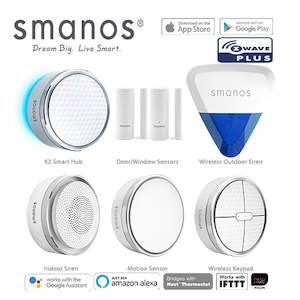 Wireless Security Alarms: Smanos K2 (Z-Wave) Wireless Smart Home DIY Security Alarm & Wireless Outdoor Strobe Siren
