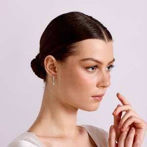 Aster - Crystal Teardrop Hoops - Silver