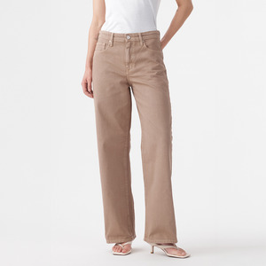 Outland Denim: Olive Mid Slouchy Wide Jean - Mushroom