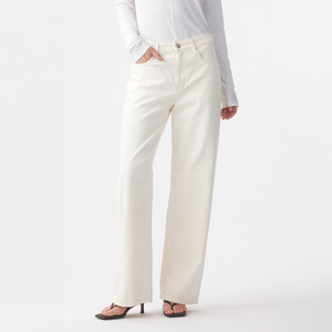 Outland Denim: Olive Mid Slouchy Wide Jean - Bone