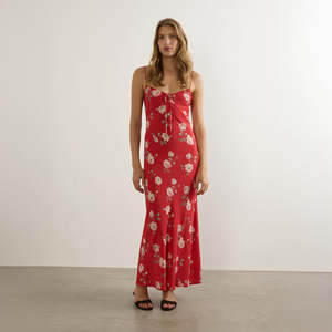 Anne Tie Slip Maxi Dress - Red