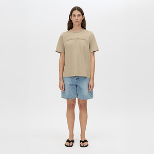 Tia Flocking Logo Tee - Sepia