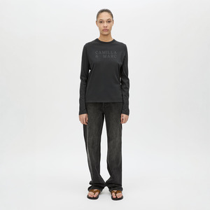 Tops: Era Long Sleeve Graphic Tee - Coal