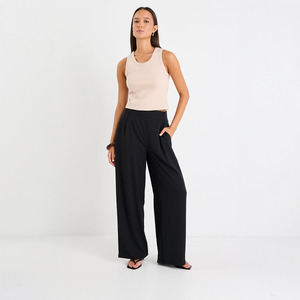 Instinctive Black Recycled Stretch Back Wide Leg Pant