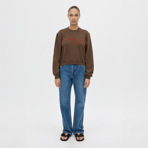 Maren Crop Emb Tracksuit Top - Chocolate