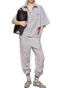 The Attico // Short Sleeved Striped Cotton Shirt / Multicolour