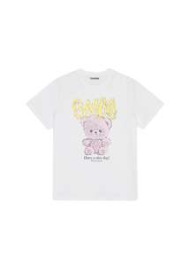 GANNI // Basic Cotton jersey Teddy Relaxed T-Shirt / Bright White
