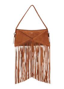 Coperni // Suede Fringed Belt Baguette Bag / Brown