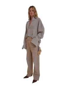 Darkpark: DARKPARK // Lisa Chain Adorned Loose Fit Carpenter Flock Denim / Beige