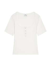 Courreges // Buttoned 90's Rib Top / Heritage White