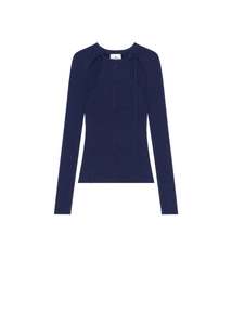Womens Clothing: Courreges // Sweater Rib Knit Cut Out Top / Work Blue