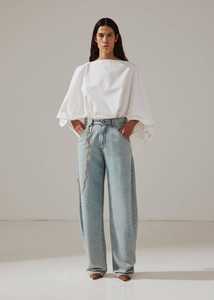 DARKPARK // Khris Barrel Leg Tencel Denim / Bluesh White